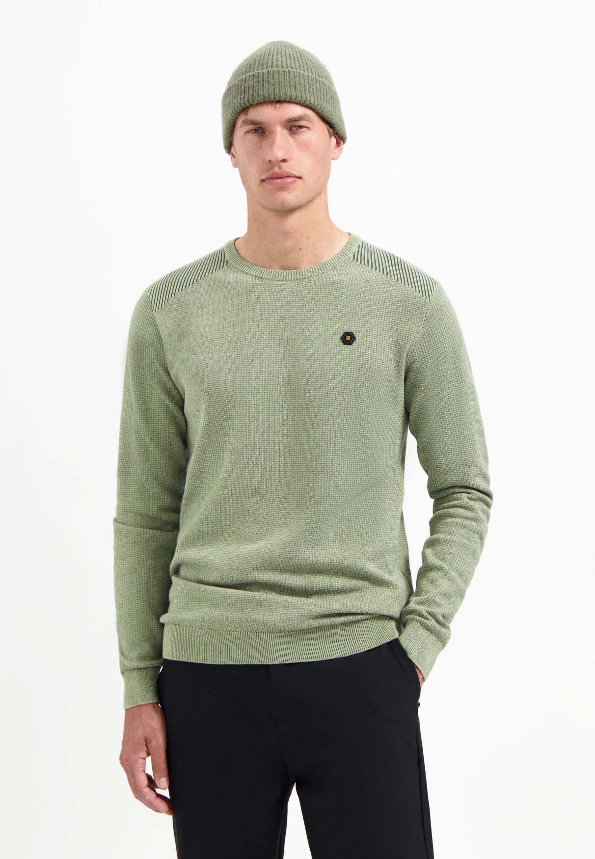 Shoulder rib jumper | Light Moss