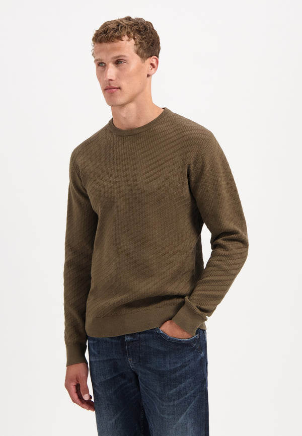 Diagonal knit jumper | Taupe