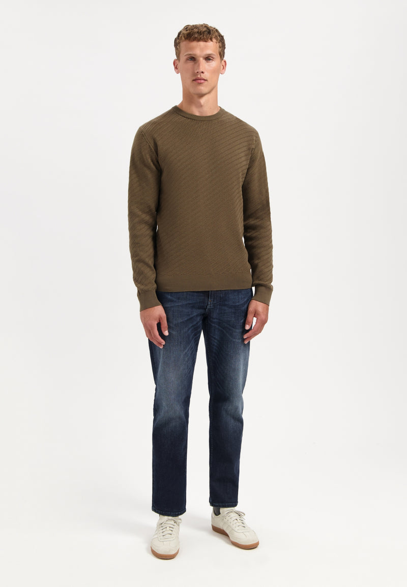 Diagonal knit jumper | Taupe