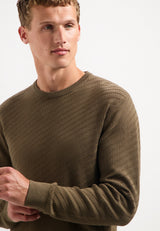 Diagonal knit jumper | Taupe
