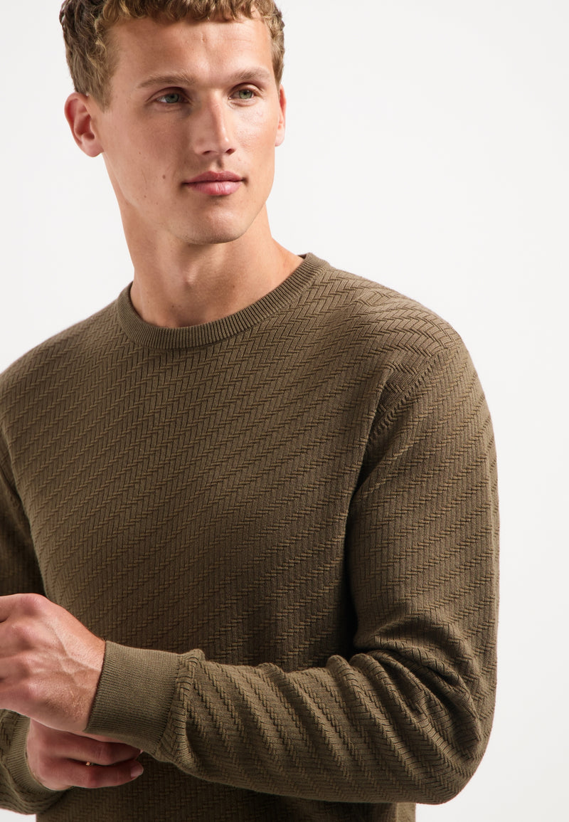 Diagonal knit jumper | Taupe