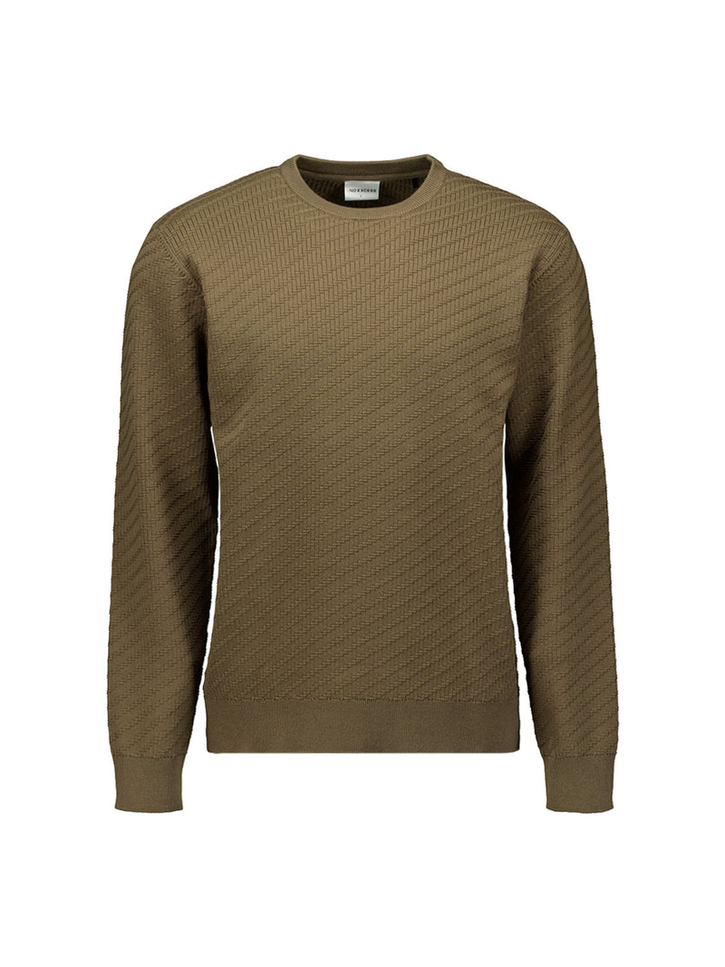 Diagonal knit jumper | Taupe