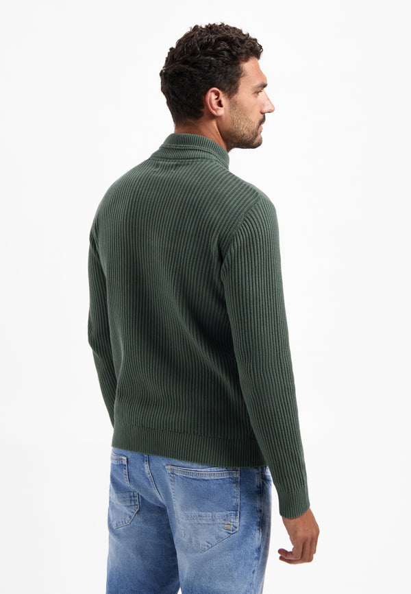 Heavy rib knitted jumper | Dark Green