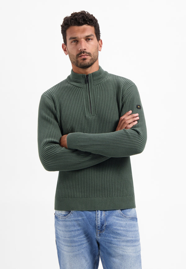 Heavy rib knitted jumper | Dark Green
