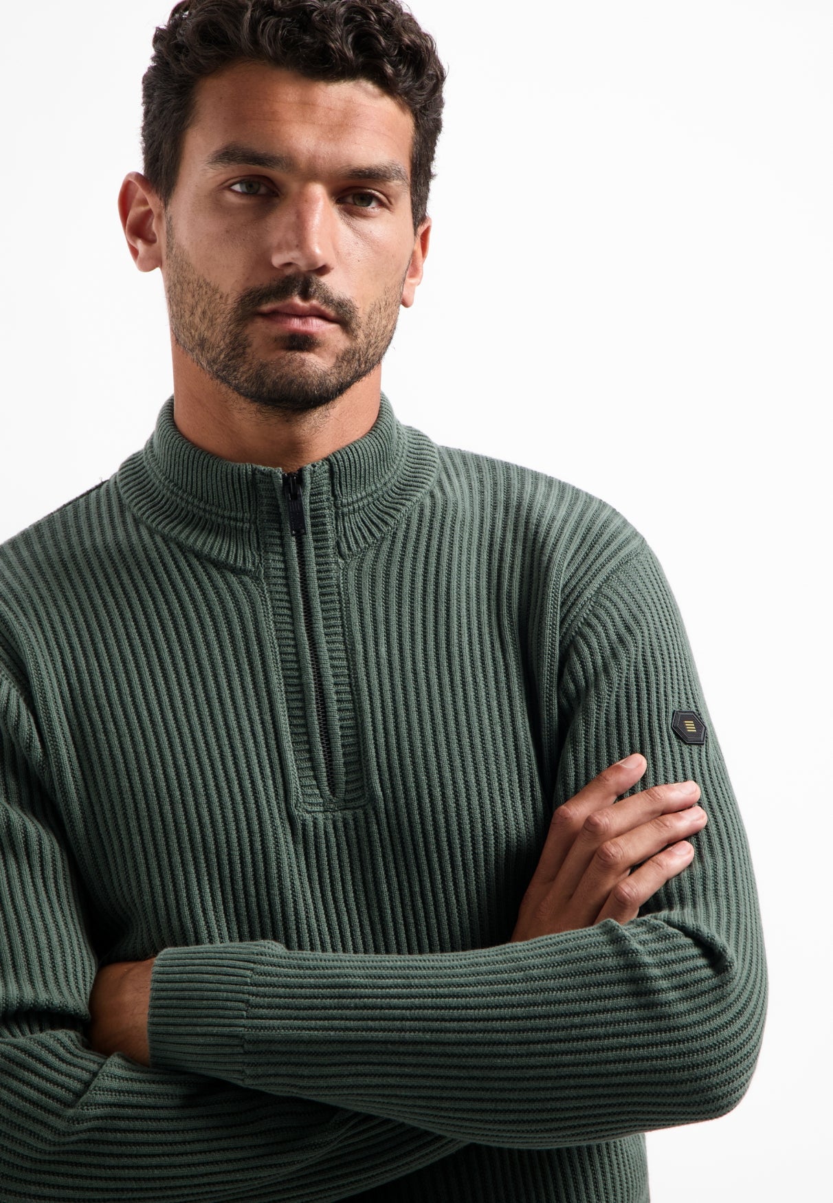 Heavy rib knitted jumper | Dark Green