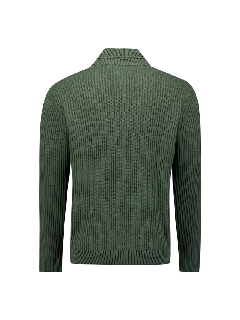 Heavy rib knitted jumper | Dark Green
