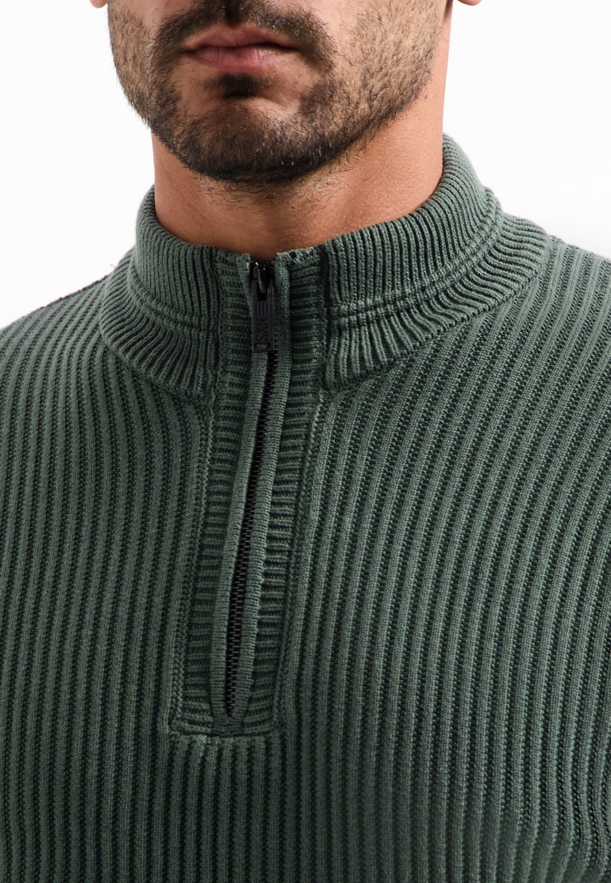 Heavy rib knitted jumper | Dark Green