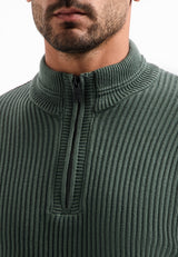 Heavy rib knitted jumper | Dark Green