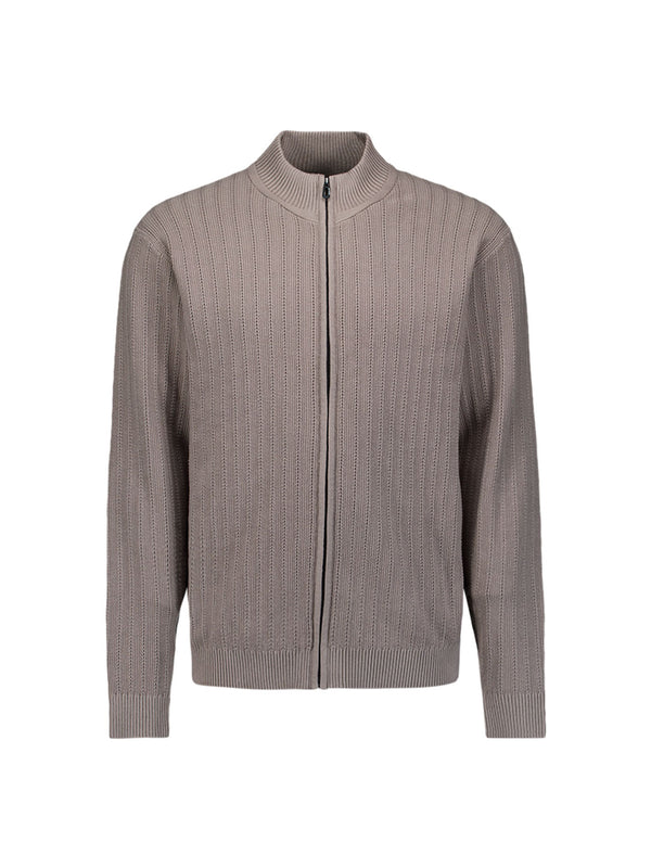 Knitted zip-up cardigan | Clay