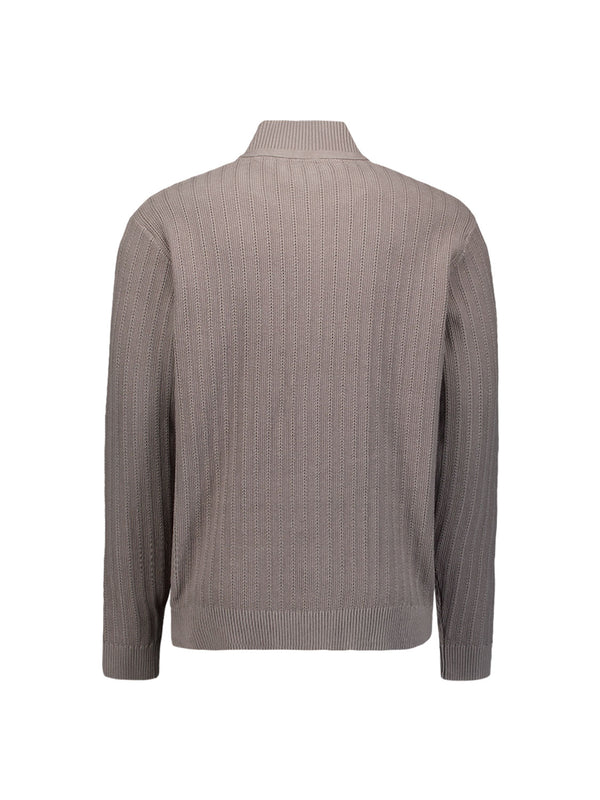 Knitted zip-up cardigan | Clay