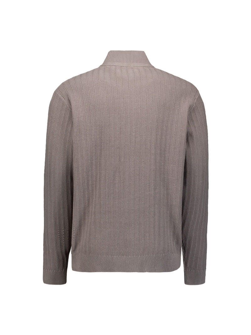 Knitted zip-up cardigan | Clay