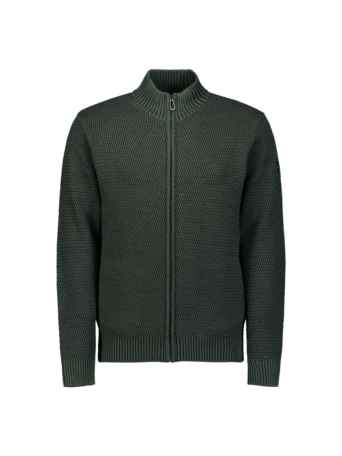 Heavy melange knitted cardigan | Dark Green