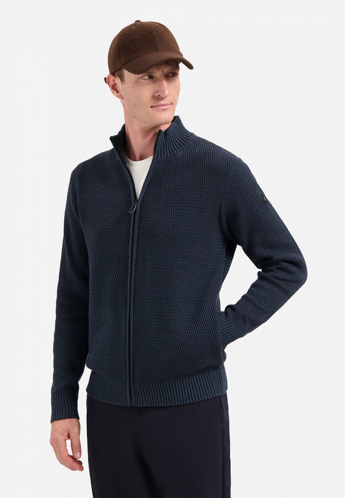 Heavy melange knitted cardigan | Night