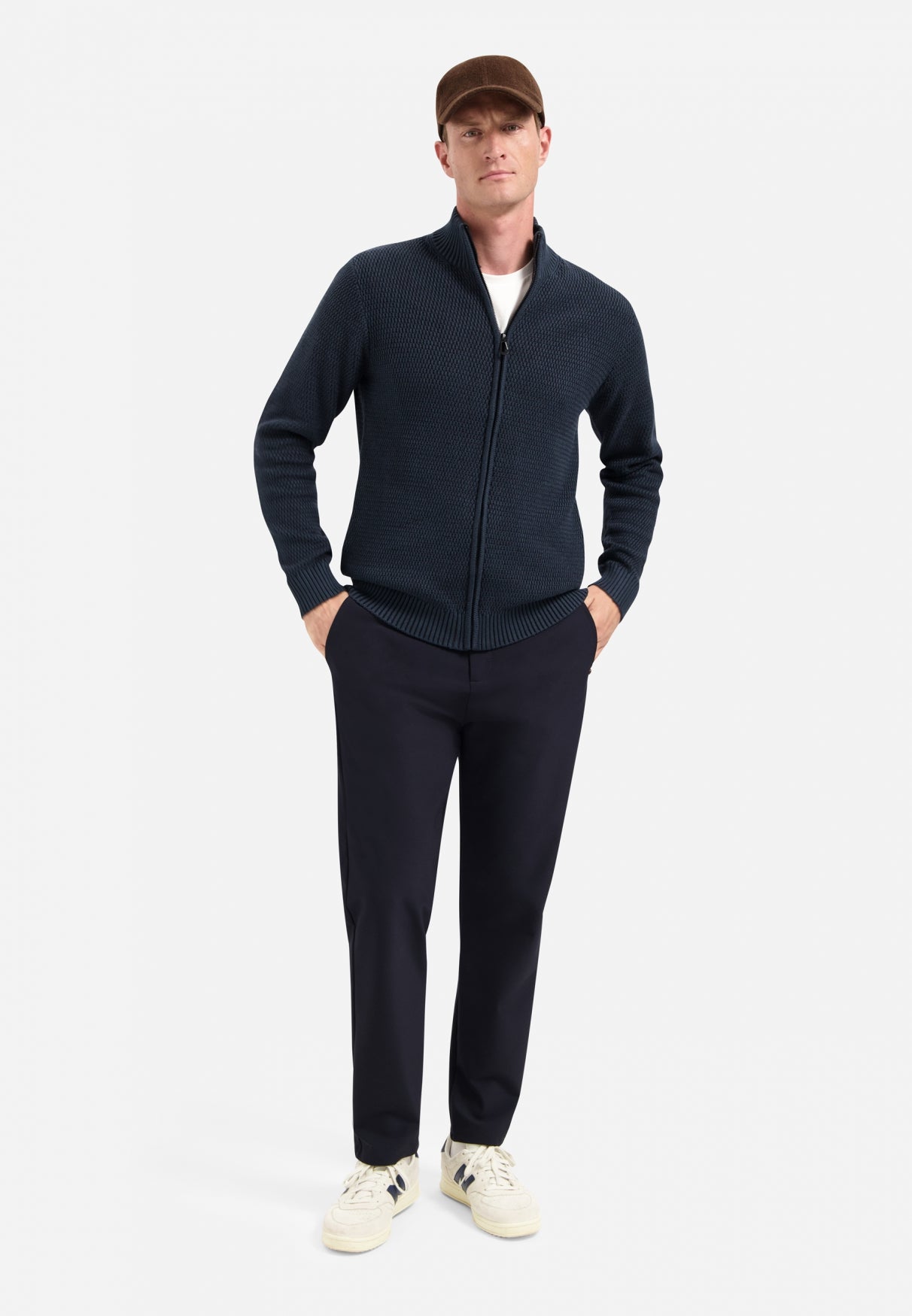 Heavy melange knitted cardigan | Night