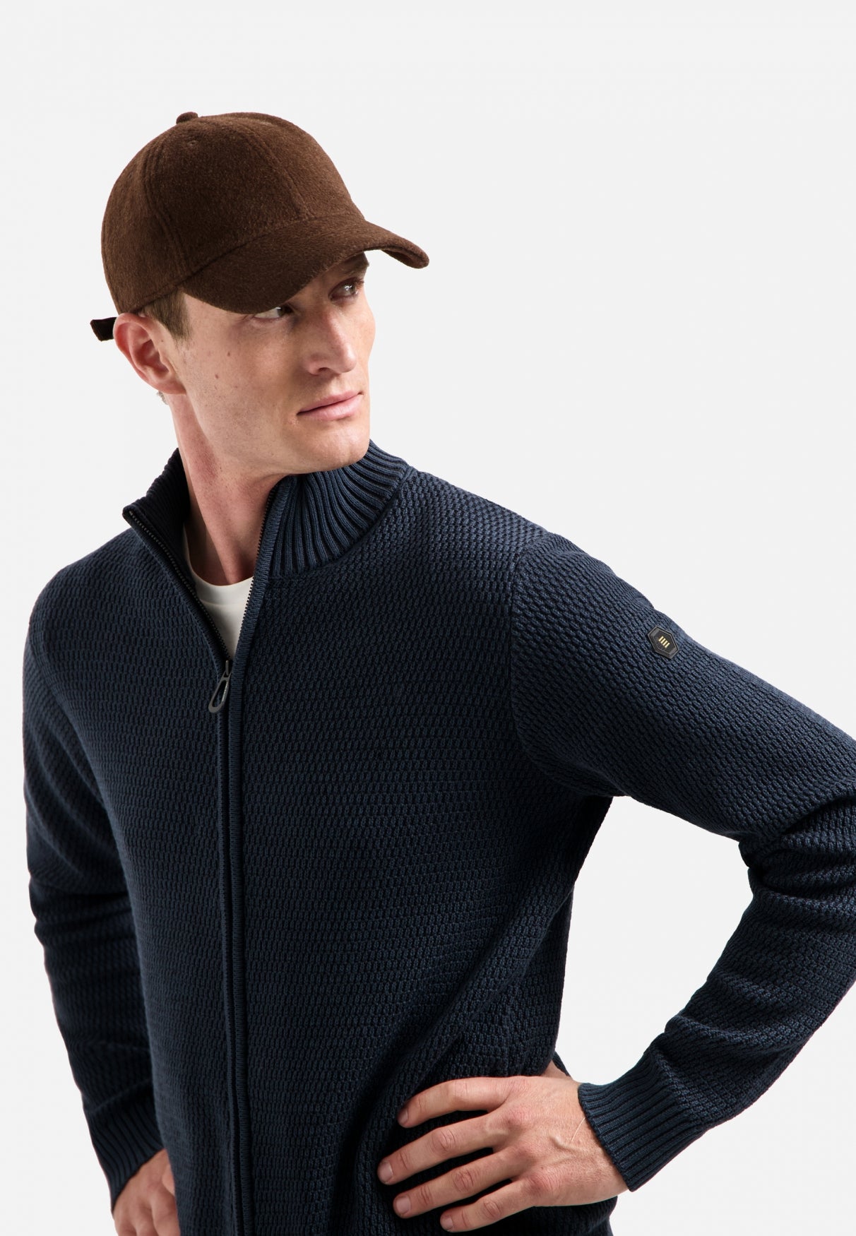 Heavy melange knitted cardigan | Night