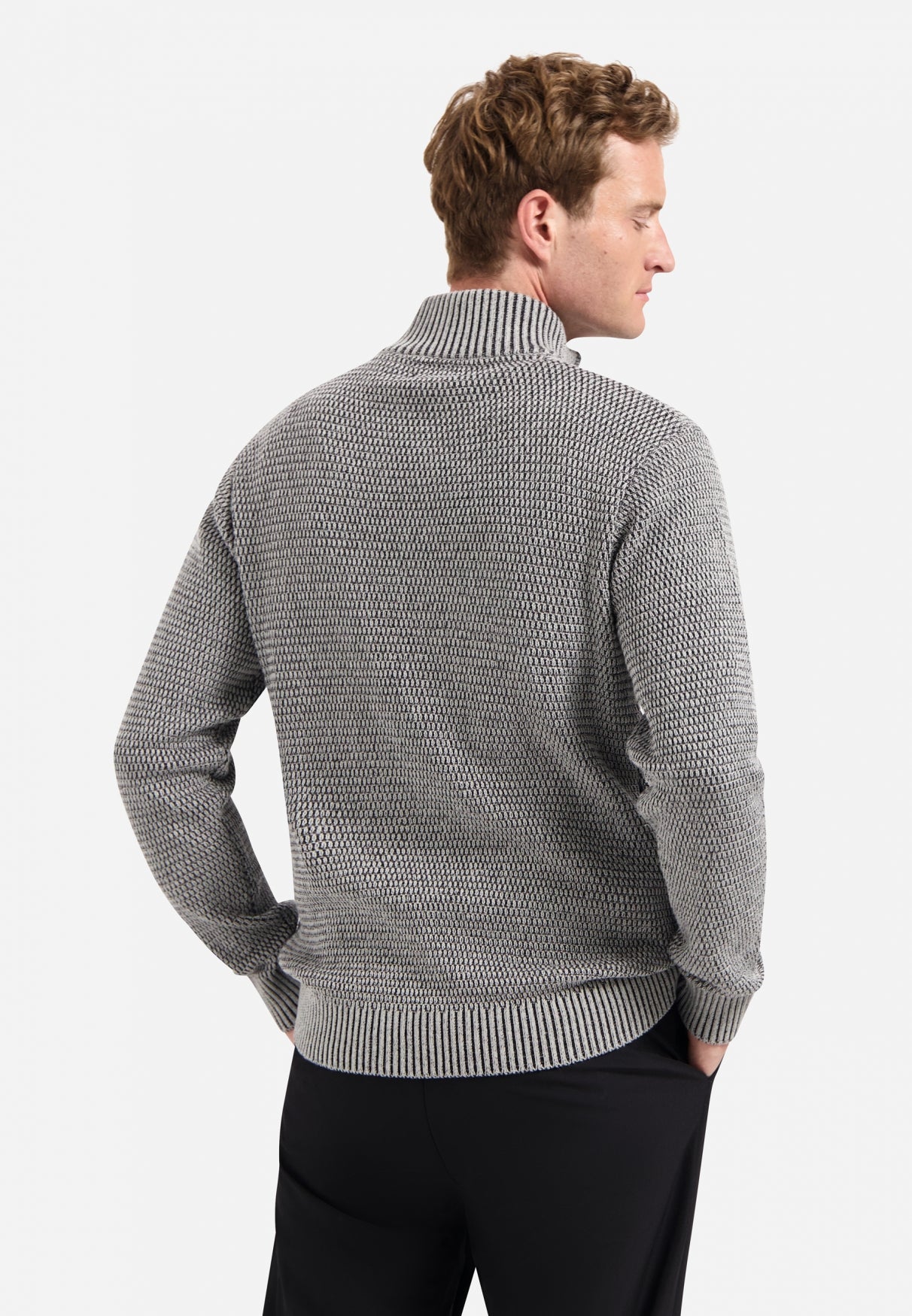Heavy melange knitted cardigan | Grey Melange