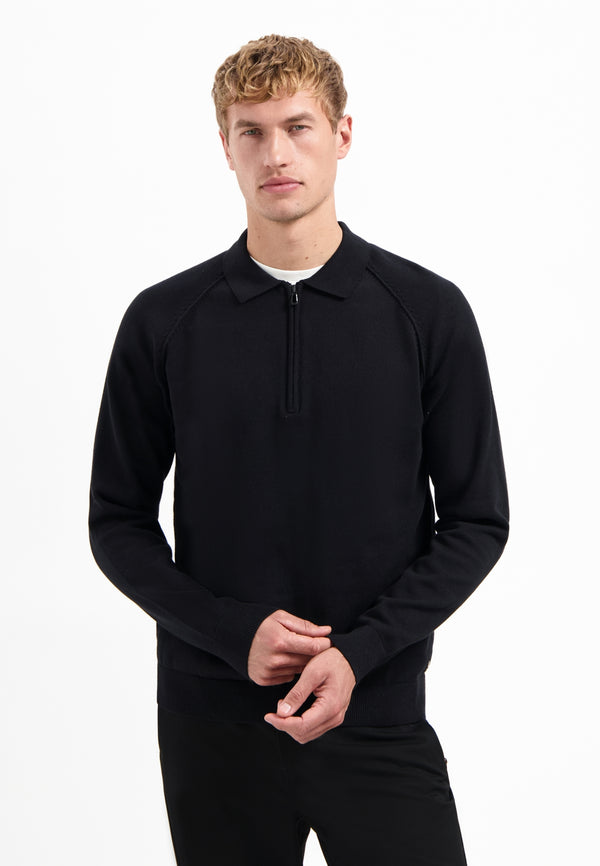 Half-zip polo jumper | Black