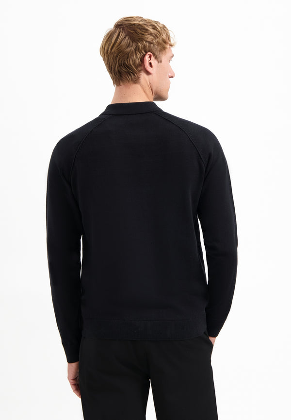 Half-zip polo jumper | Black
