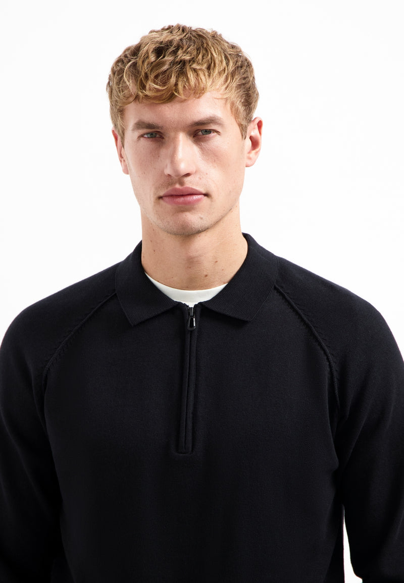 Half-zip polo jumper | Black