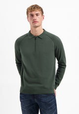 Half-zip polo jumper | Dark Green