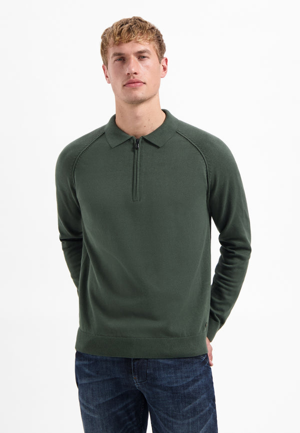 Half-zip polo jumper | Dark Green