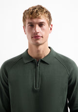 Half-zip polo jumper | Dark Green