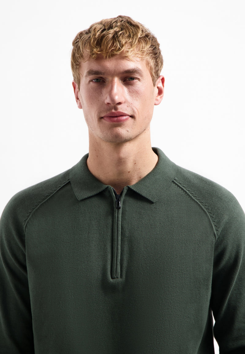 Half-zip polo jumper | Dark Green