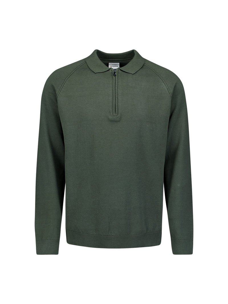 Half-zip polo jumper | Dark Green
