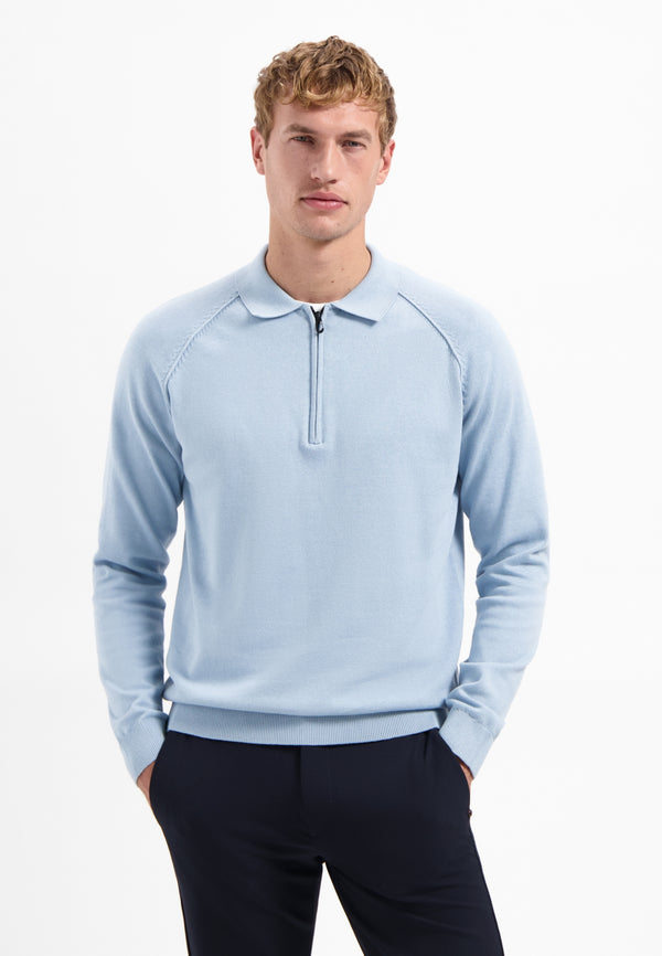 Half-zip polo jumper | Dusty Blue