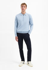Half-zip polo jumper | Dusty Blue