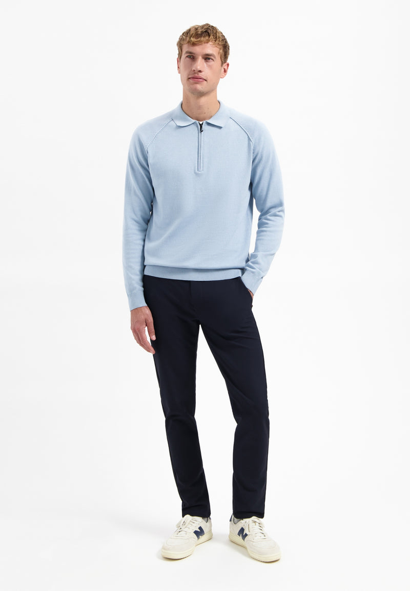 Half-zip polo jumper | Dusty Blue