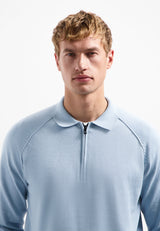 Half-zip polo jumper | Dusty Blue
