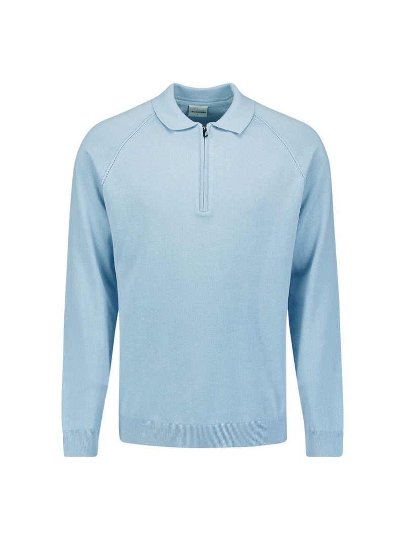Half-zip polo jumper | Dusty Blue