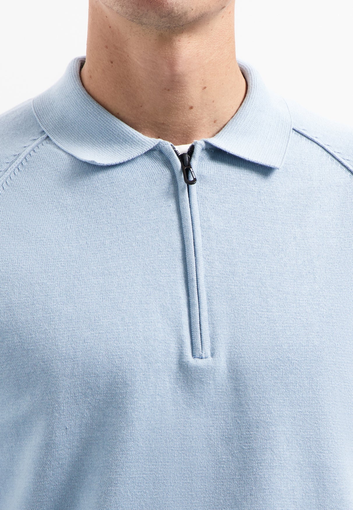 Half-zip polo jumper | Dusty Blue