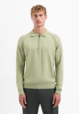 Half-zip polo jumper | Light Moss