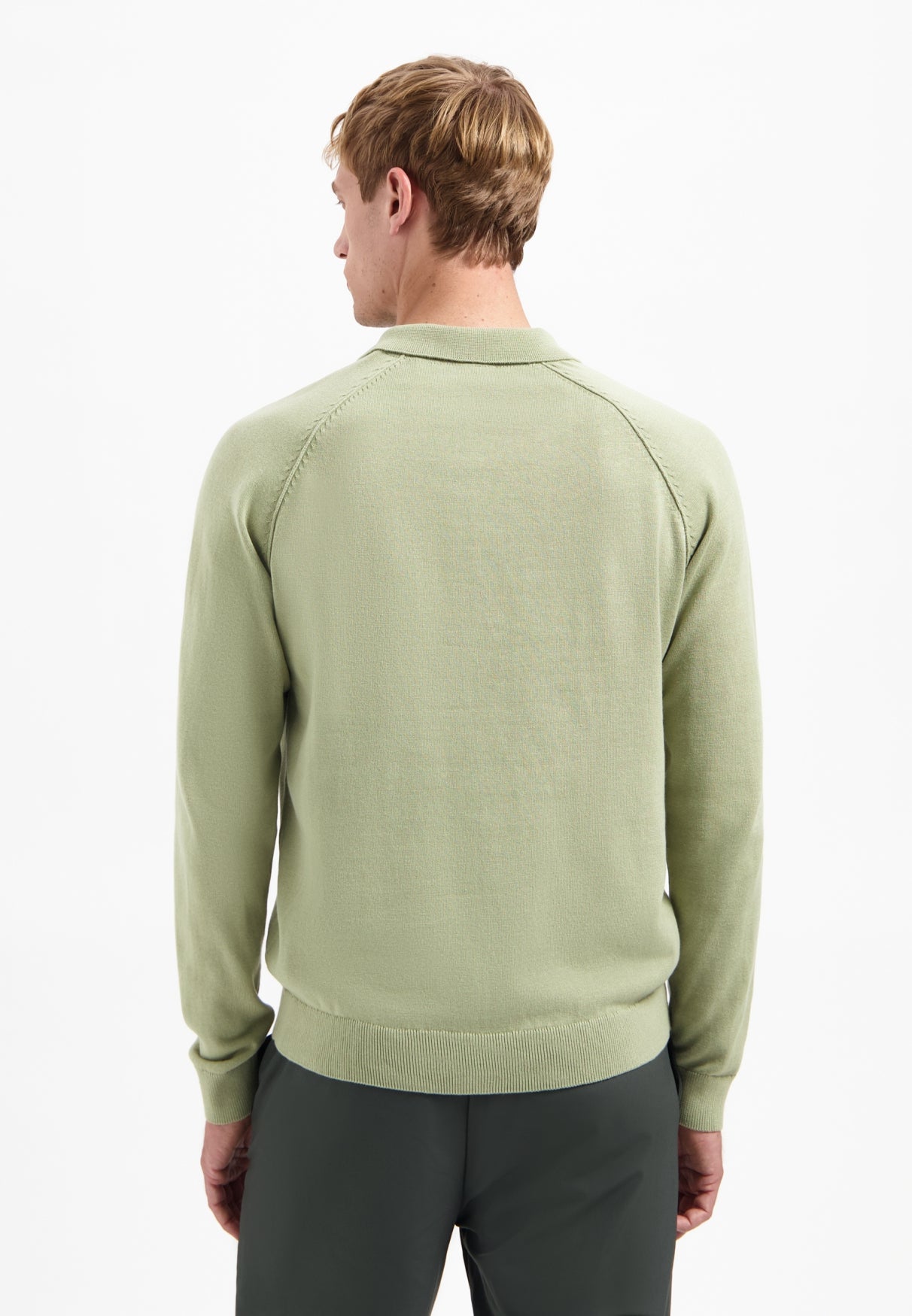 Half-zip polo jumper | Light Moss