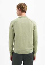 Half-zip polo jumper | Light Moss