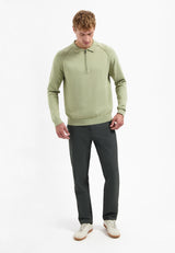 Half-zip polo jumper | Light Moss