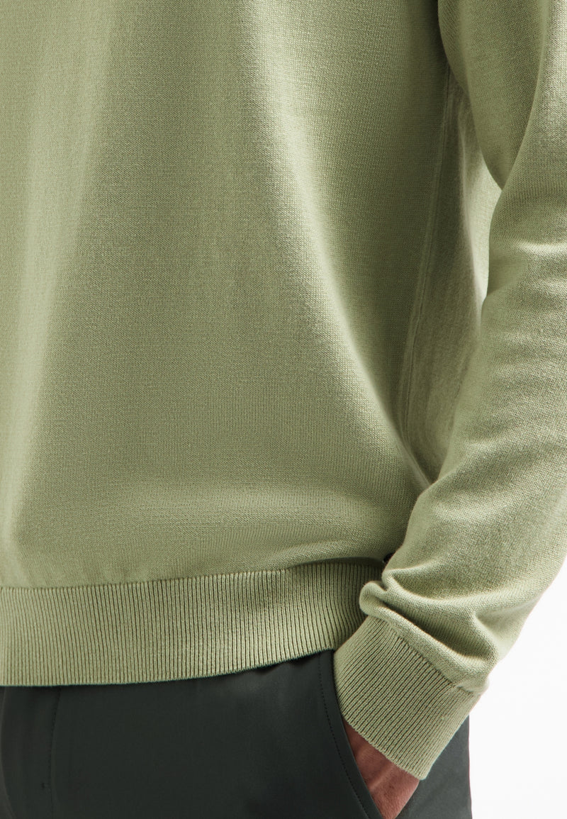 Half-zip polo jumper | Light Moss
