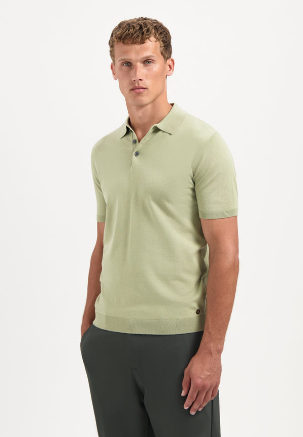 Knitted polo | Light Moss
