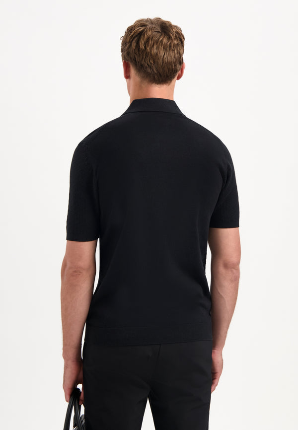 Half-zip knitted polo | Black