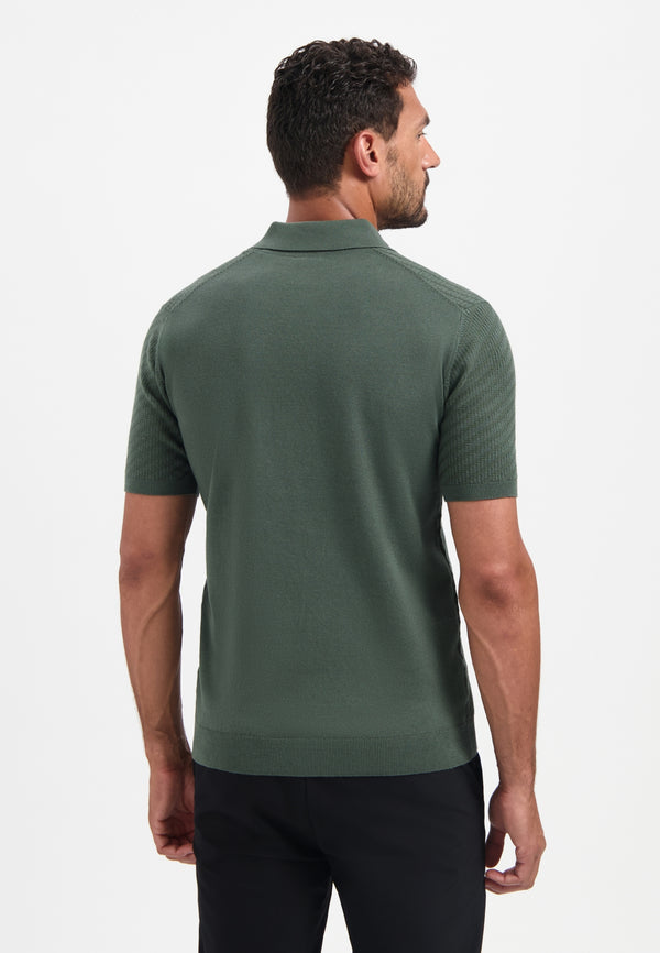 Half-zip knitted polo | Dark Green
