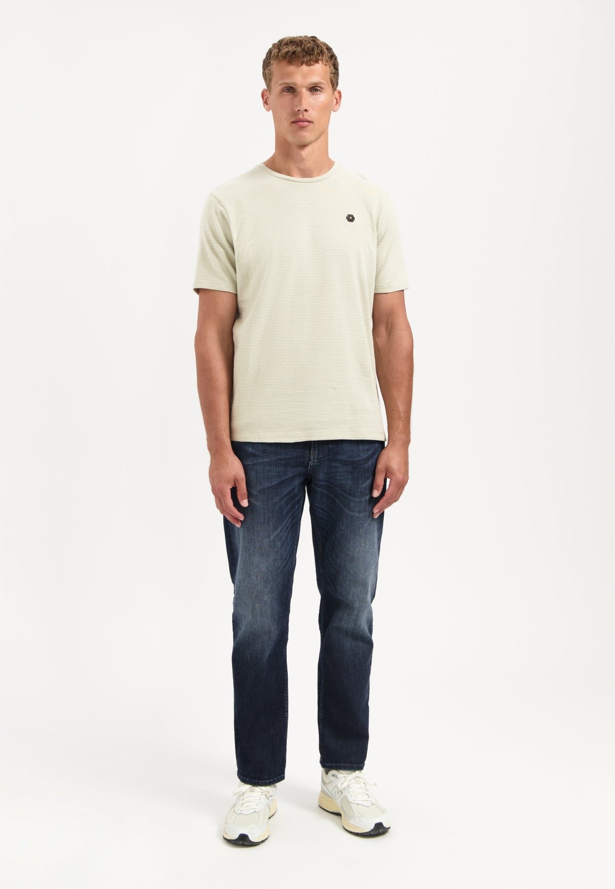 Striped melange T-shirt | Light Moss
