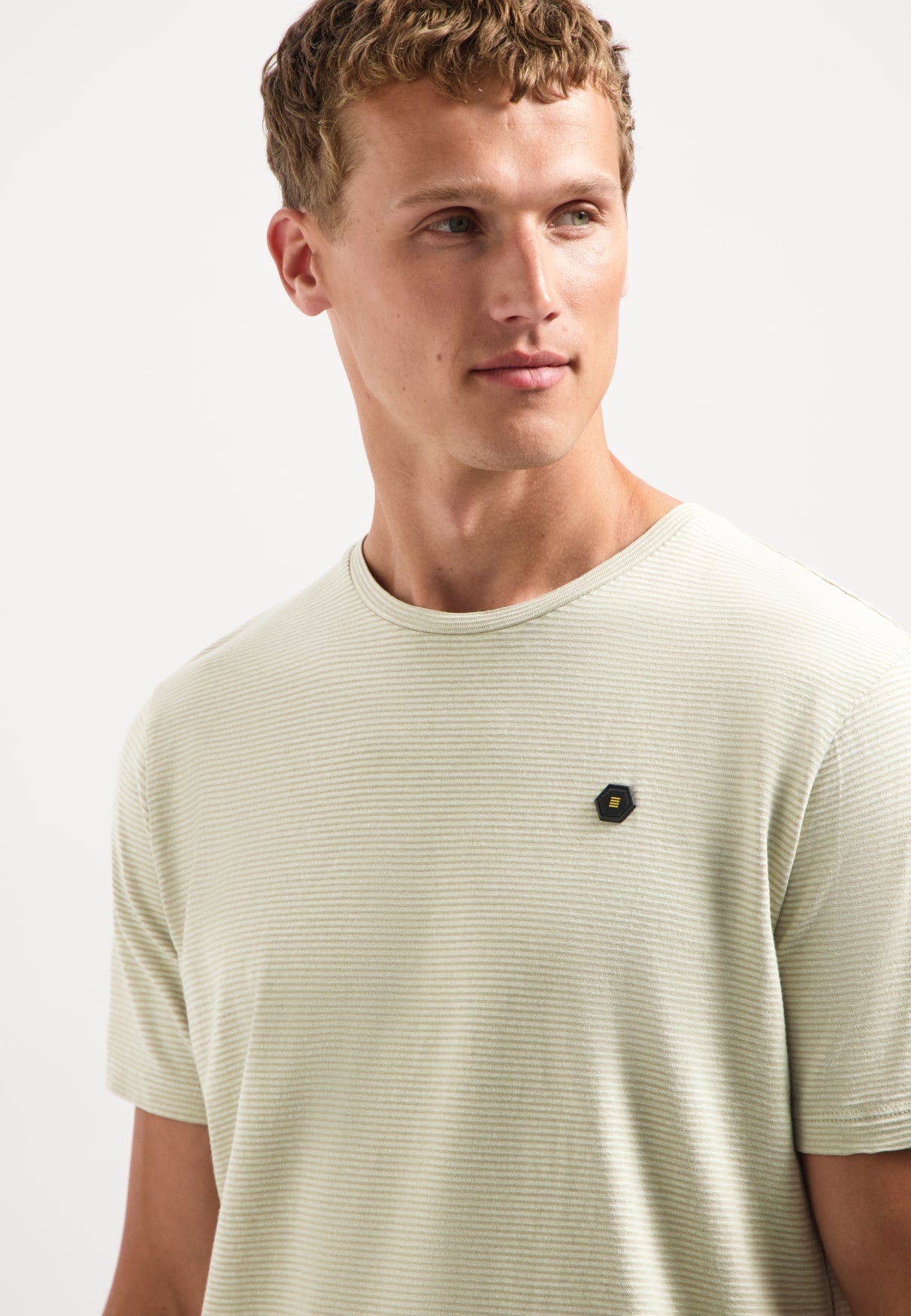 Striped melange T-shirt | Light Moss