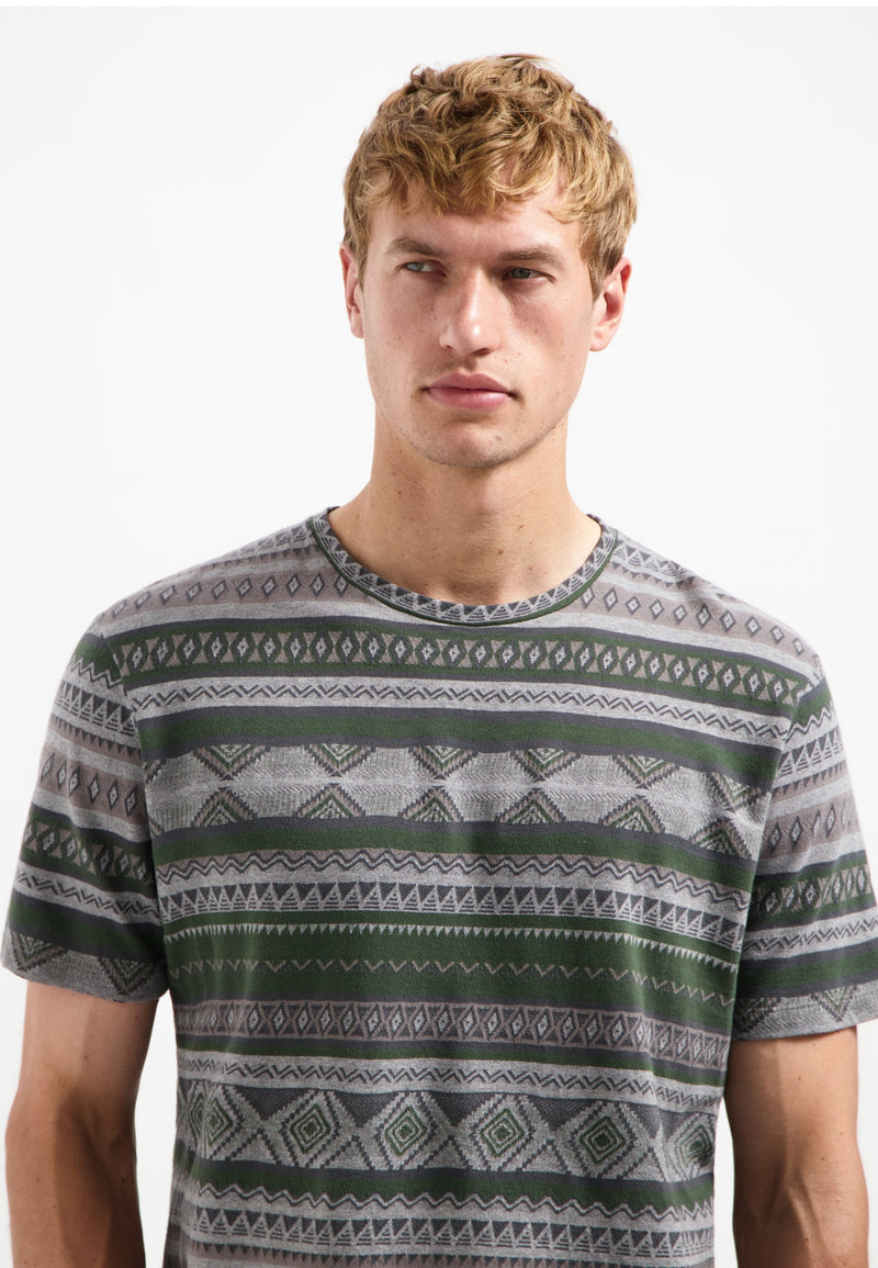 Jacquard T-shirt | Grey Melange