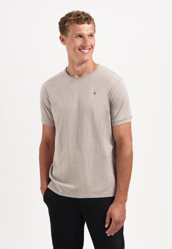 Slub crew neck T-shirt | Clay