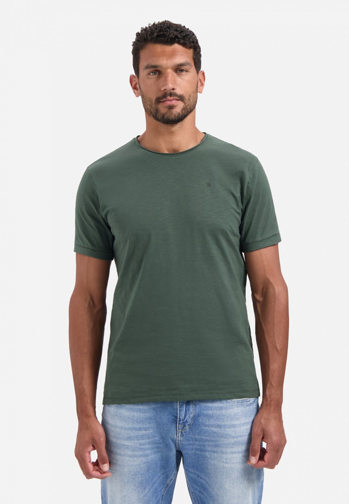 Slub crew neck T-shirt | Dark Green