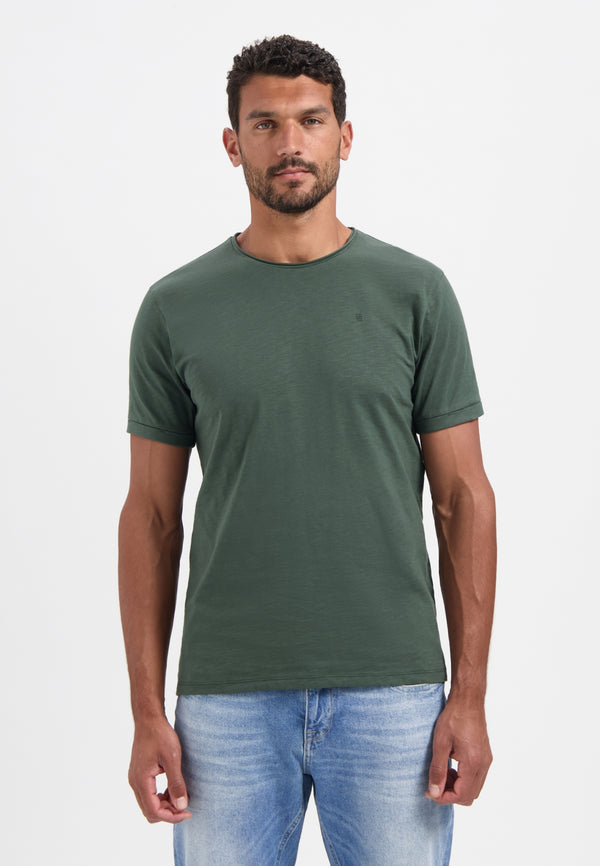Slub crew neck T-shirt | Dark Green