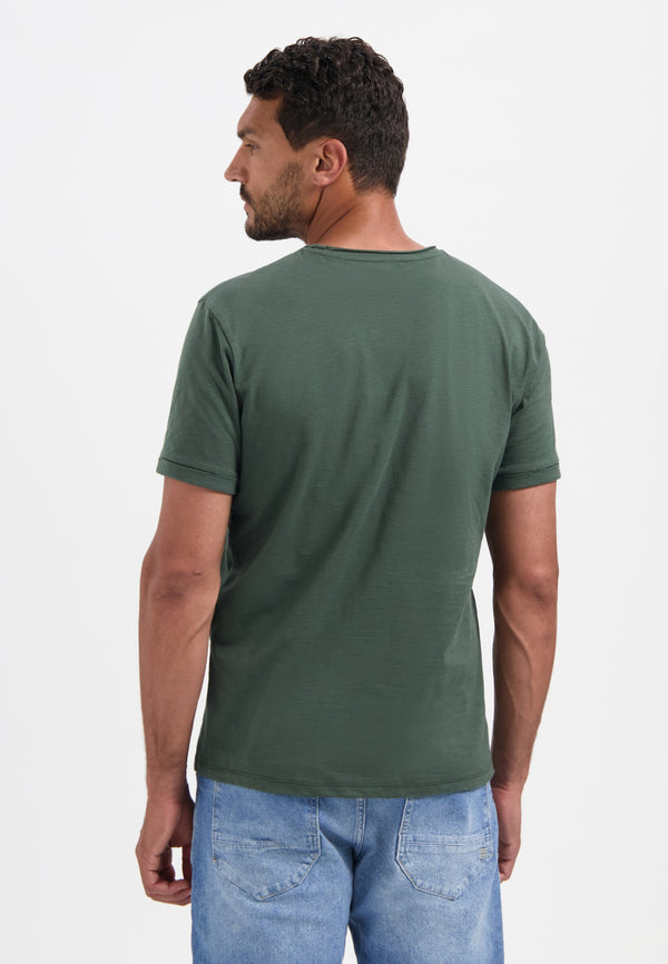 Slub crew neck T-shirt | Dark Green