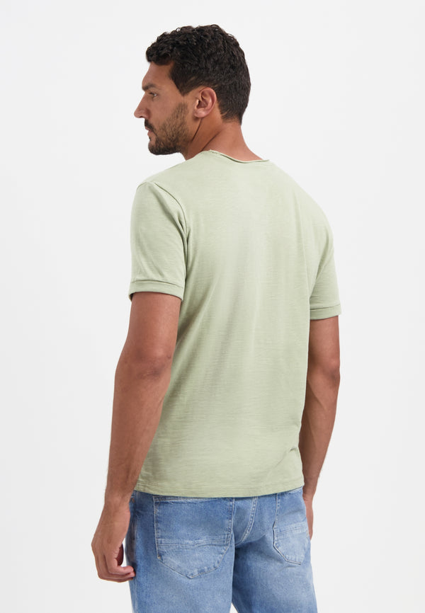 Slub crew neck T-shirt | Light Moss